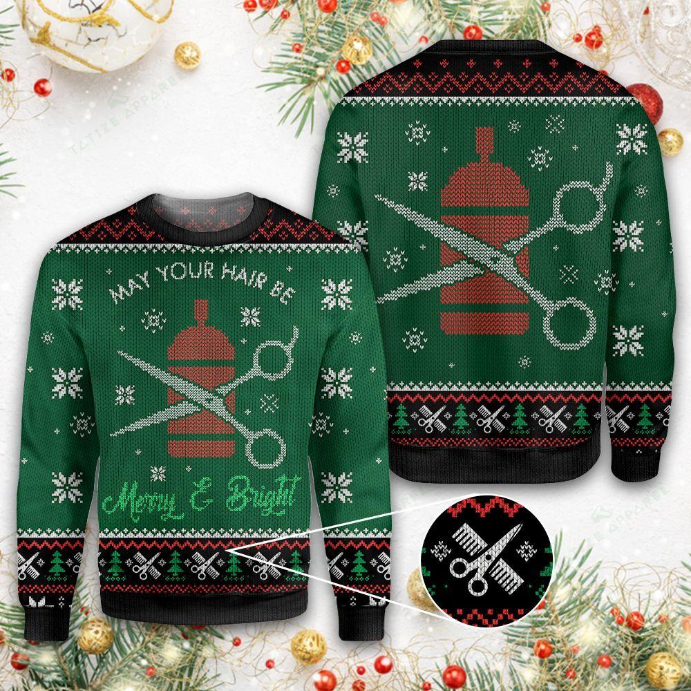 May Your Hair Be Merry And Bright Ugly Christmas Sweater | For Men & Women | Adult | Us6148