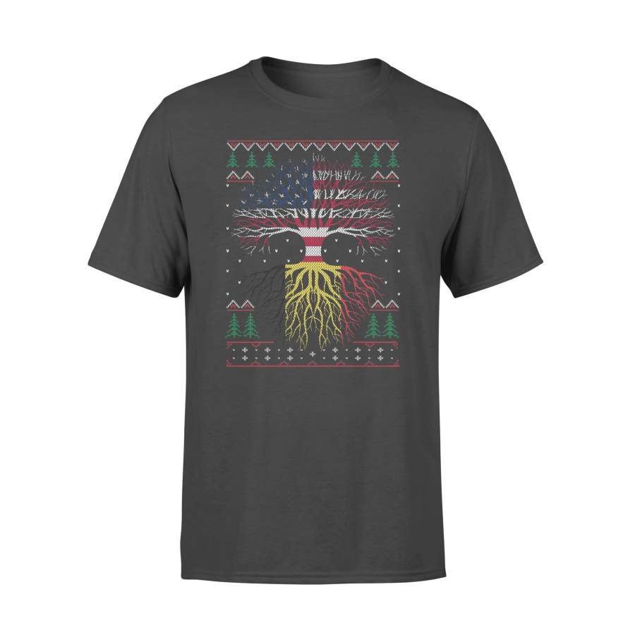 Belgian Roots American US Grown Flag Ugly Christmas – Standard T-shirt