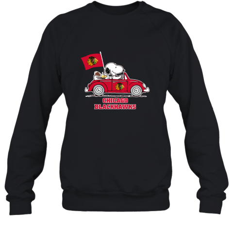 Snoopy And Woodstock Ride The Chicago Blackhawks Car 2D Sweatshirt