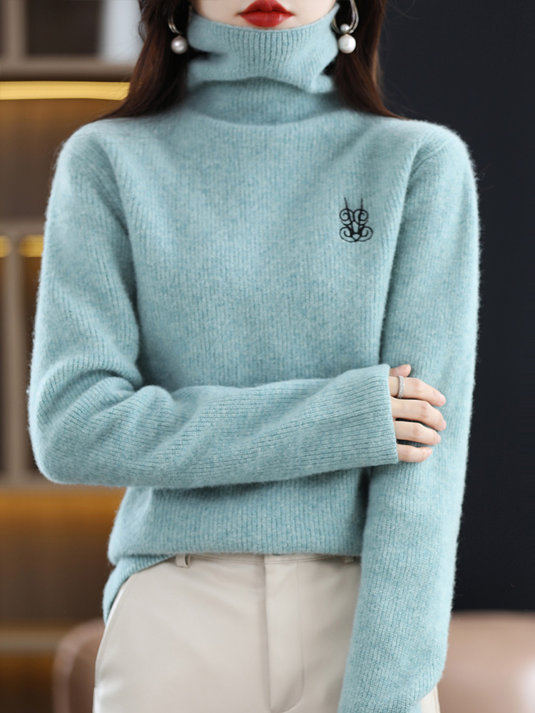 100% Merino Wool Turtleneck Sweater Women’s Autumn Winter New Long-sleeved Pullover Loose Cashmere Sweater Knitted Jumper Female alx