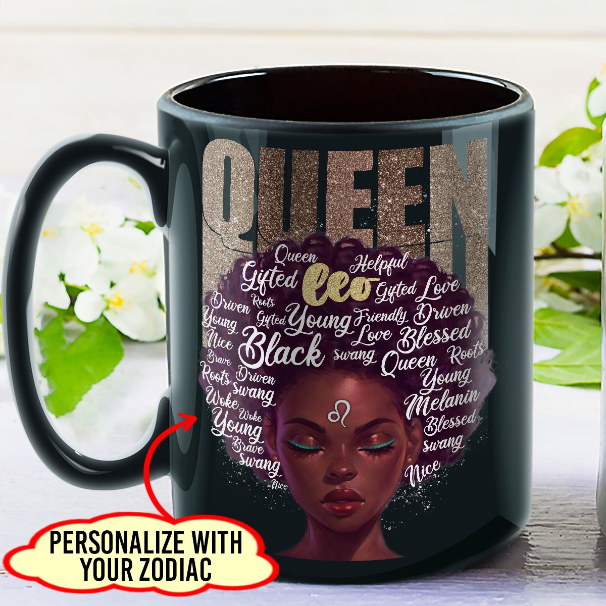 Personalized Zodiac Black Queen 11Oz, 15Oz Ceramic Mug