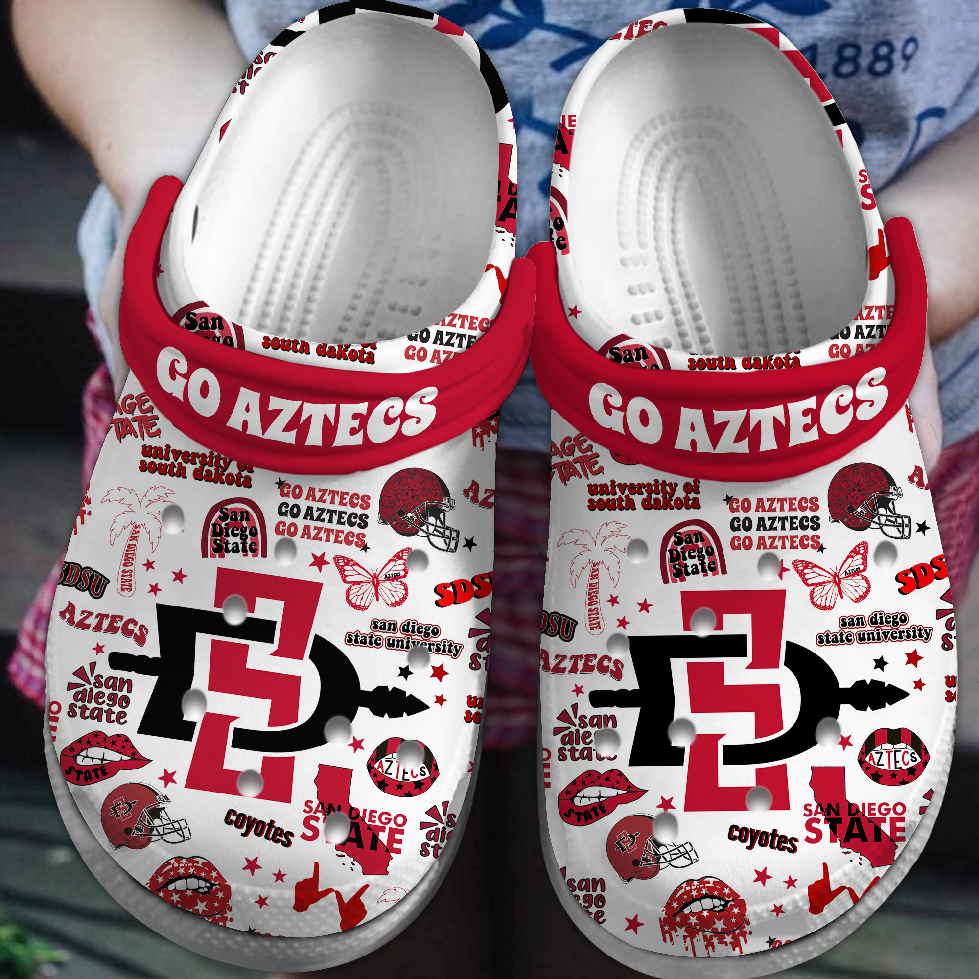 San Diego State Aztecs NCAA Sport Crocs Crocband Clogs Shoes Comfortable For Men Women and Kids