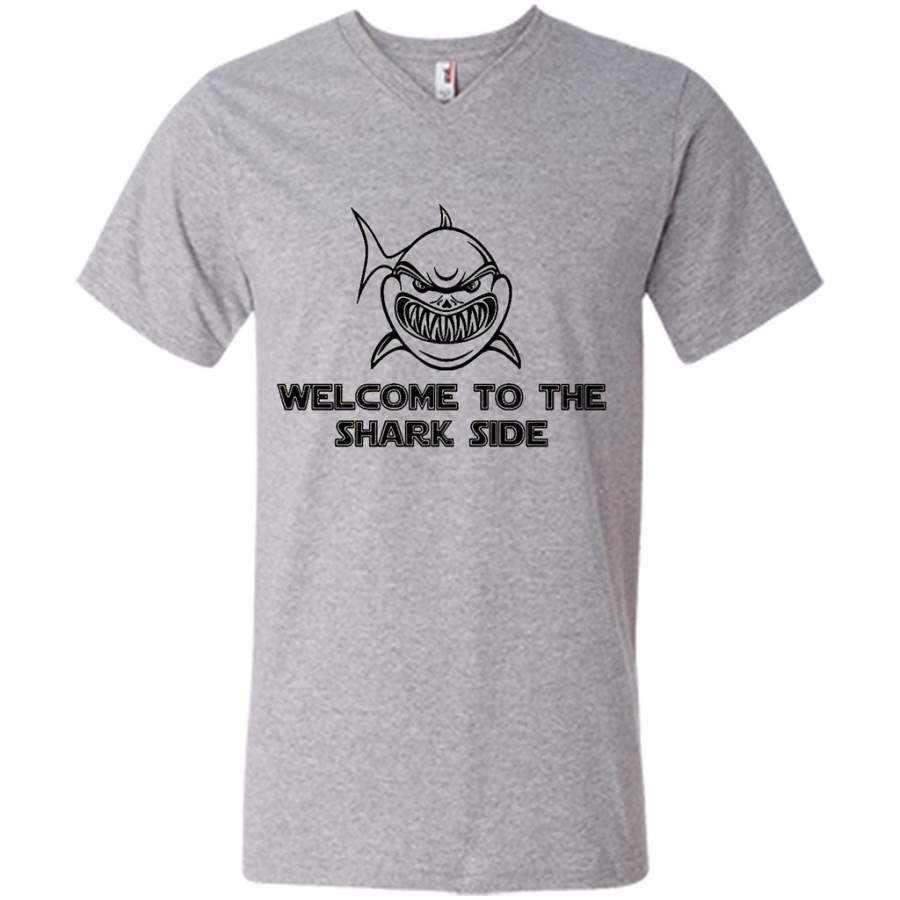 Welcome to the Shark Side Funny – Canvas Unisex V-Neck Shirt