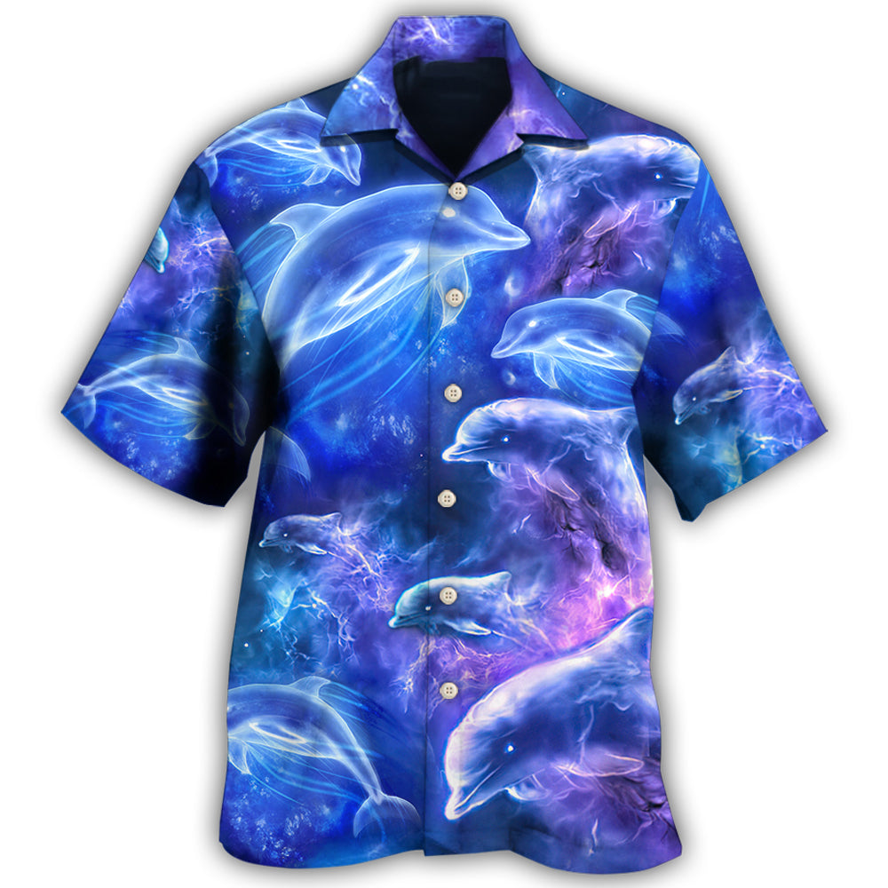 Dolphin Galaxy Neon Glow Style Hawaii Shirt Ha68741