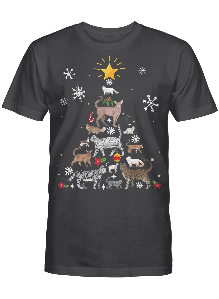 AmazeStyleZ Santa’s Reindeer, Ugly Christmas Sweater, Christmas Gift Ideas, Cat Christmas Tree Christmas Ornament T-Shirt