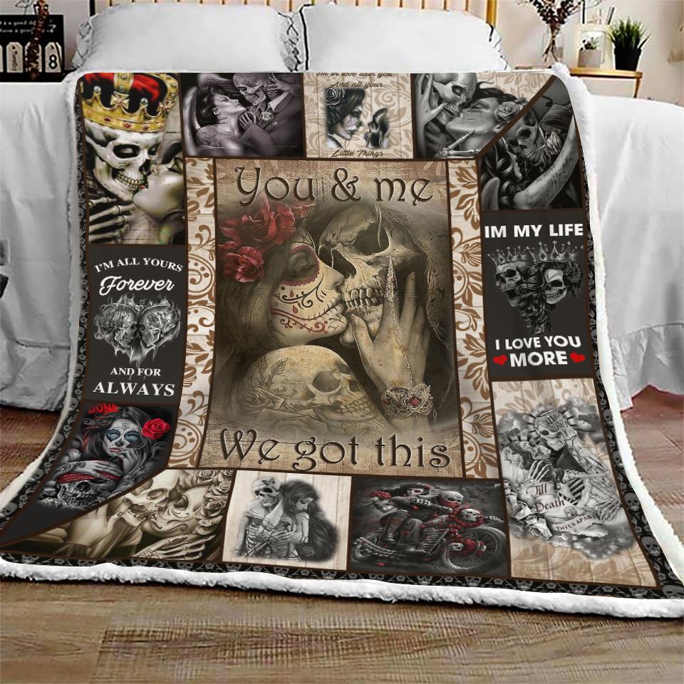 You And Me We Got This Skull Couple Halloween Sofa Fleece Throw Blanket | Halloween Gifts