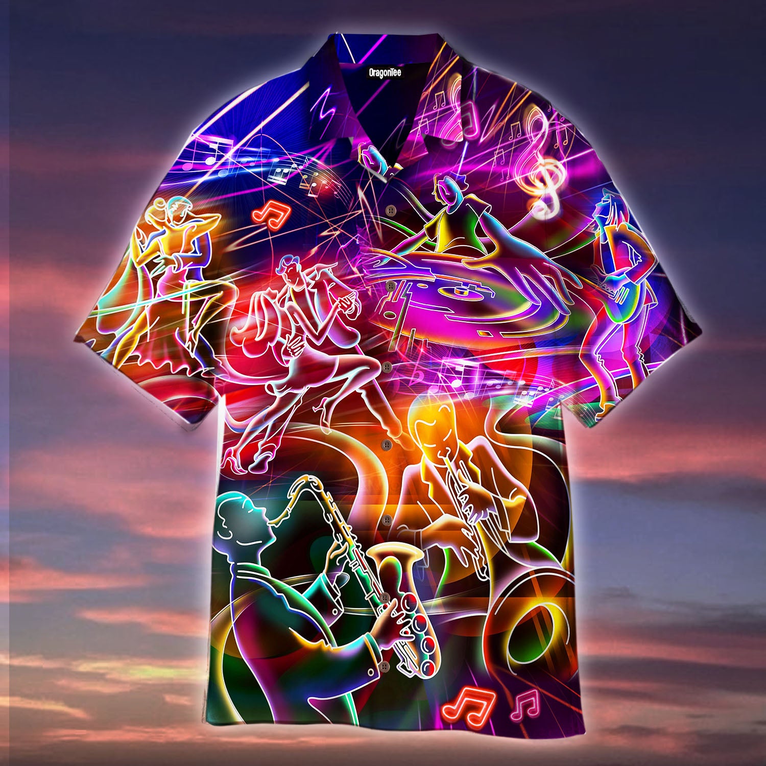 Oragontee Music Neon Funny Hawaii Shirt For Men Women Adult Ha4880