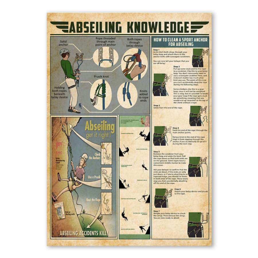 Abseiling Knowledge   Unique Custom Design  Poster  Gift  For Sport Lovers