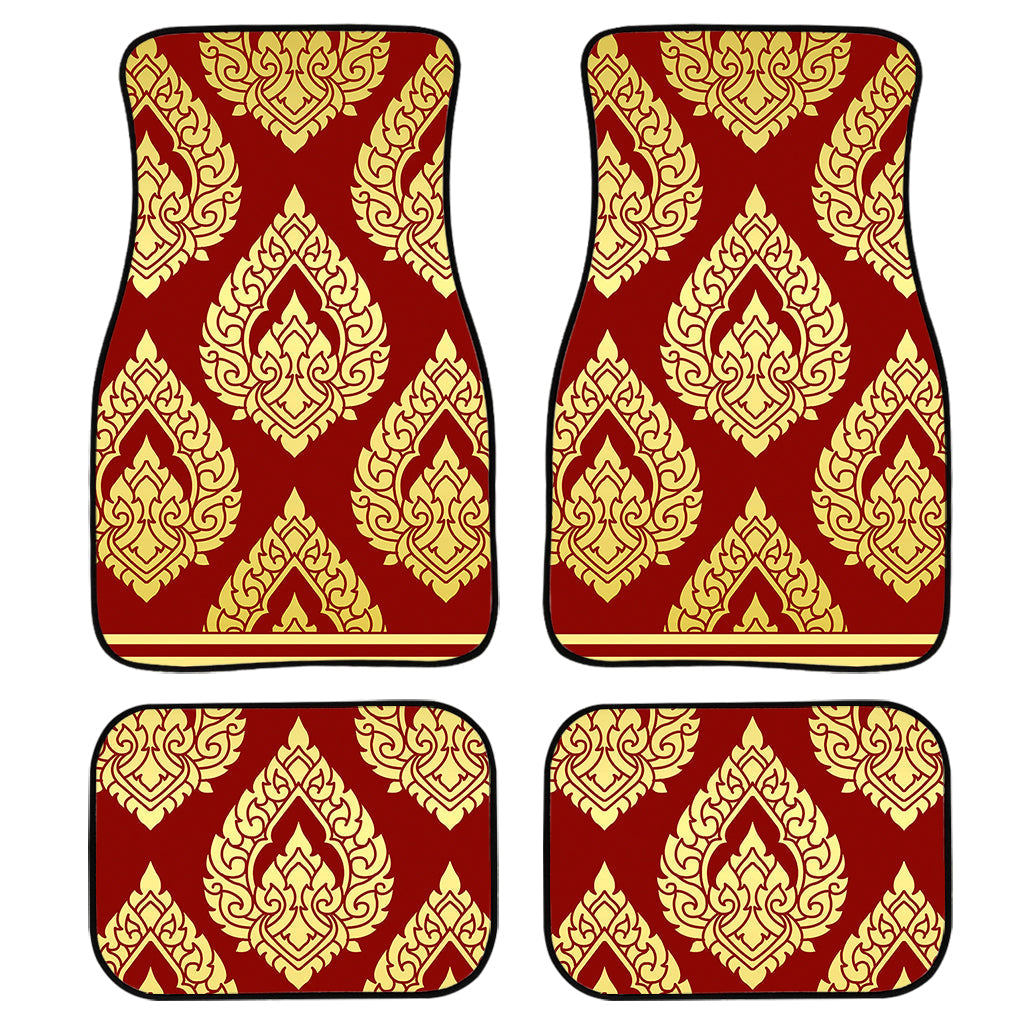 Traditional Thai Pattern Print Front And Back Car Floor Mats, Front Car Mat