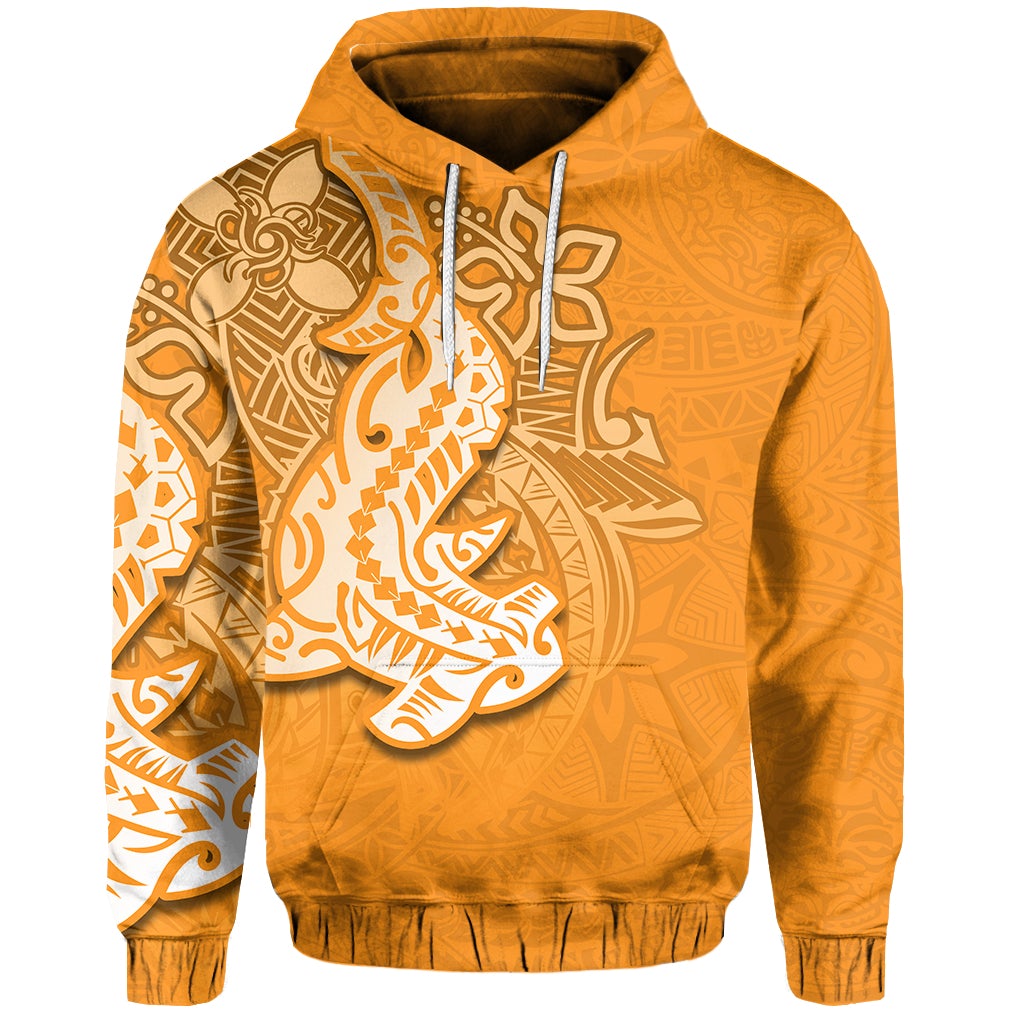 (Custom Personalised) Hammerhead Shark Hoodie Polynesian Orange Style Lt6