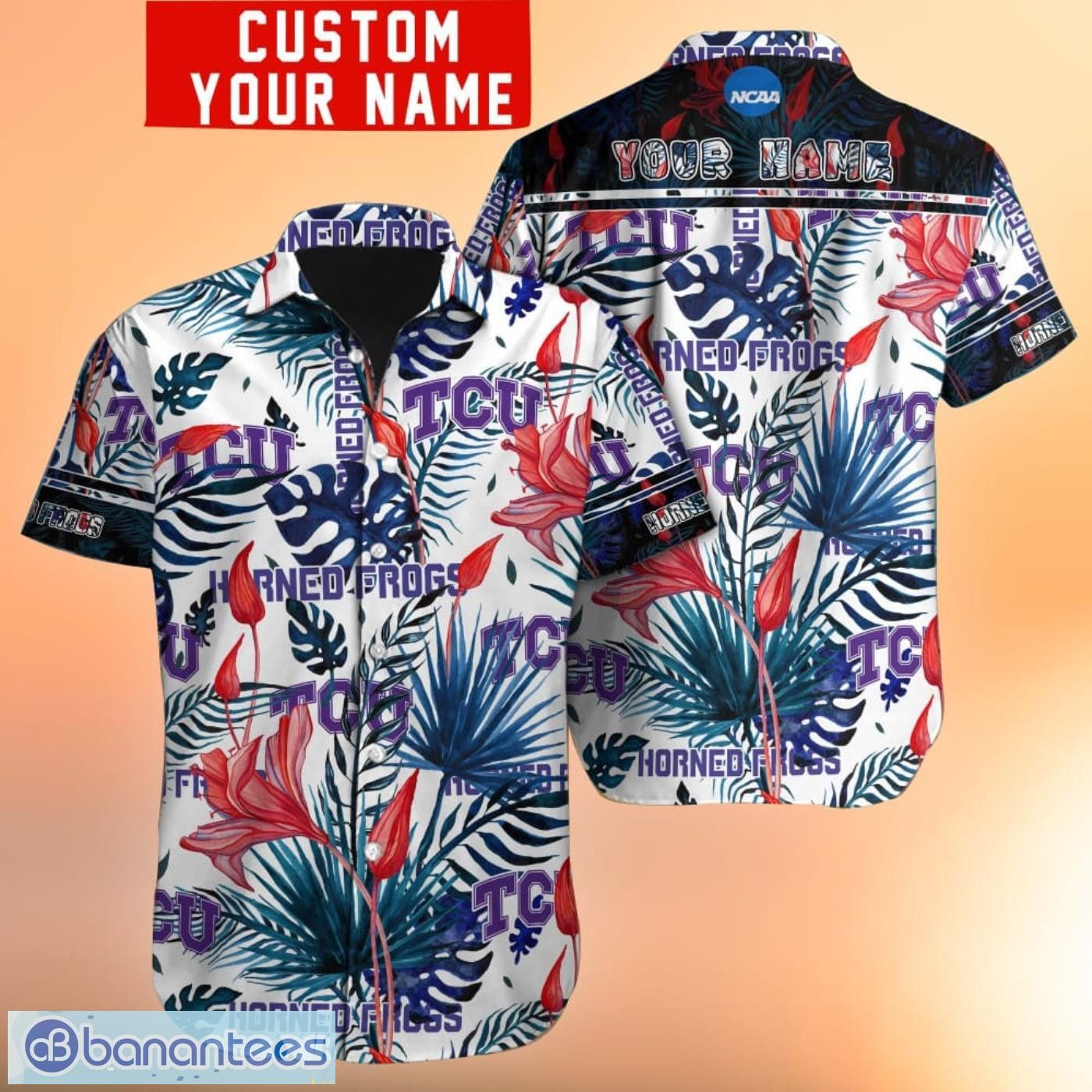 NCAA Tcu Horned Frogs Tropical Flower Aloha Hawaiian Shirt