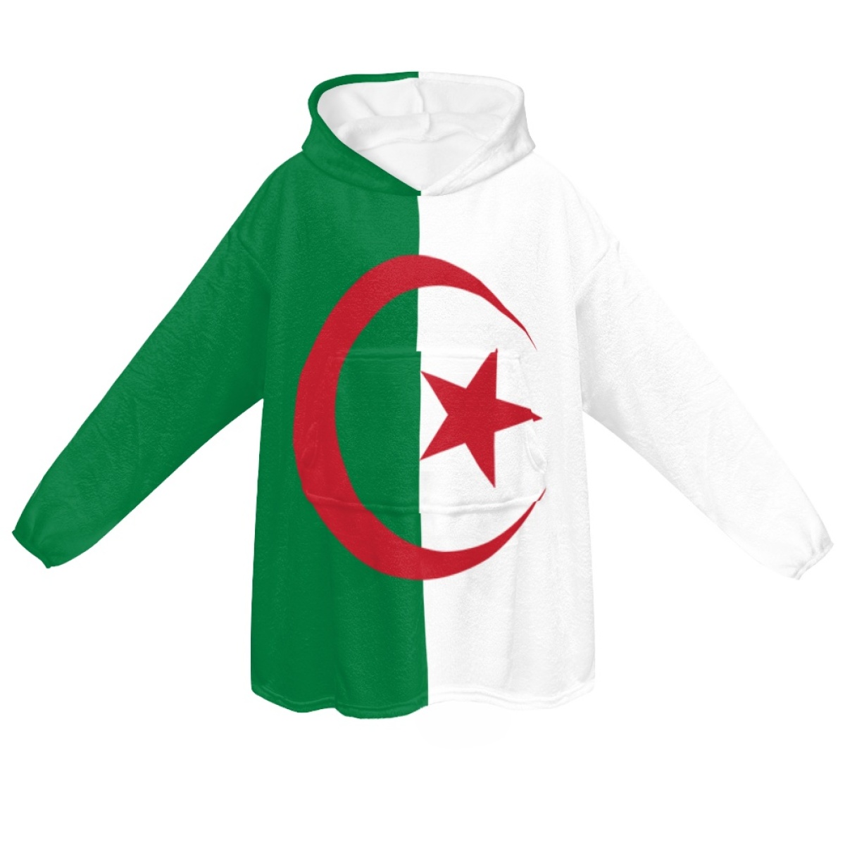 TOADDMOS French Algeria National Flag Large Size Unisex Wearable Blanket Hoodie Patriotic Gift for Women Comfy Sherpa Sweatshirt alx