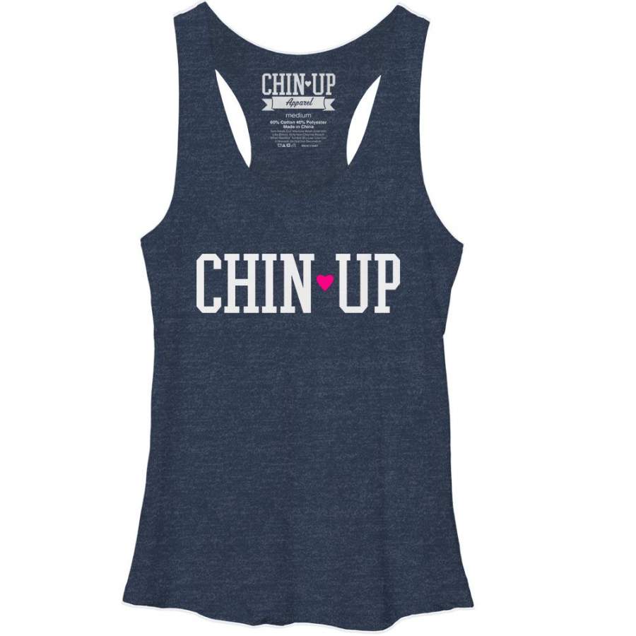 CHIN UP Women’s Logo  Racerback Tank Navy Heather