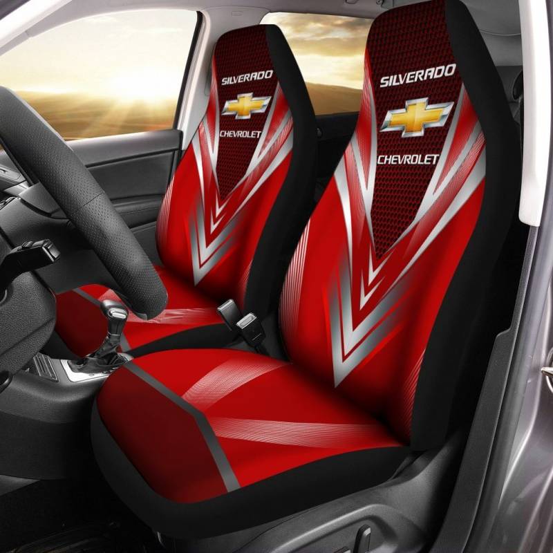 Chevrolet Silverado NTA Car Seat Cover (Set of 2) Ver 2 (Red)