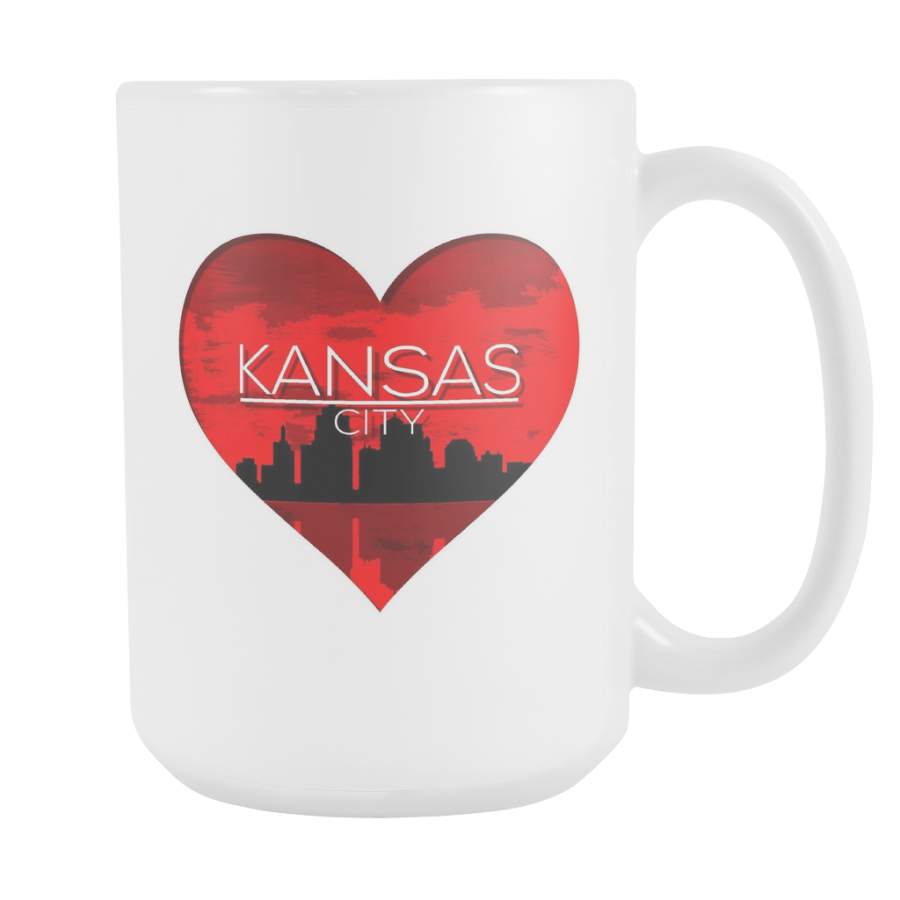 I Love Kansas City KC Skyline Heart State U.S.A White 15oz Mug