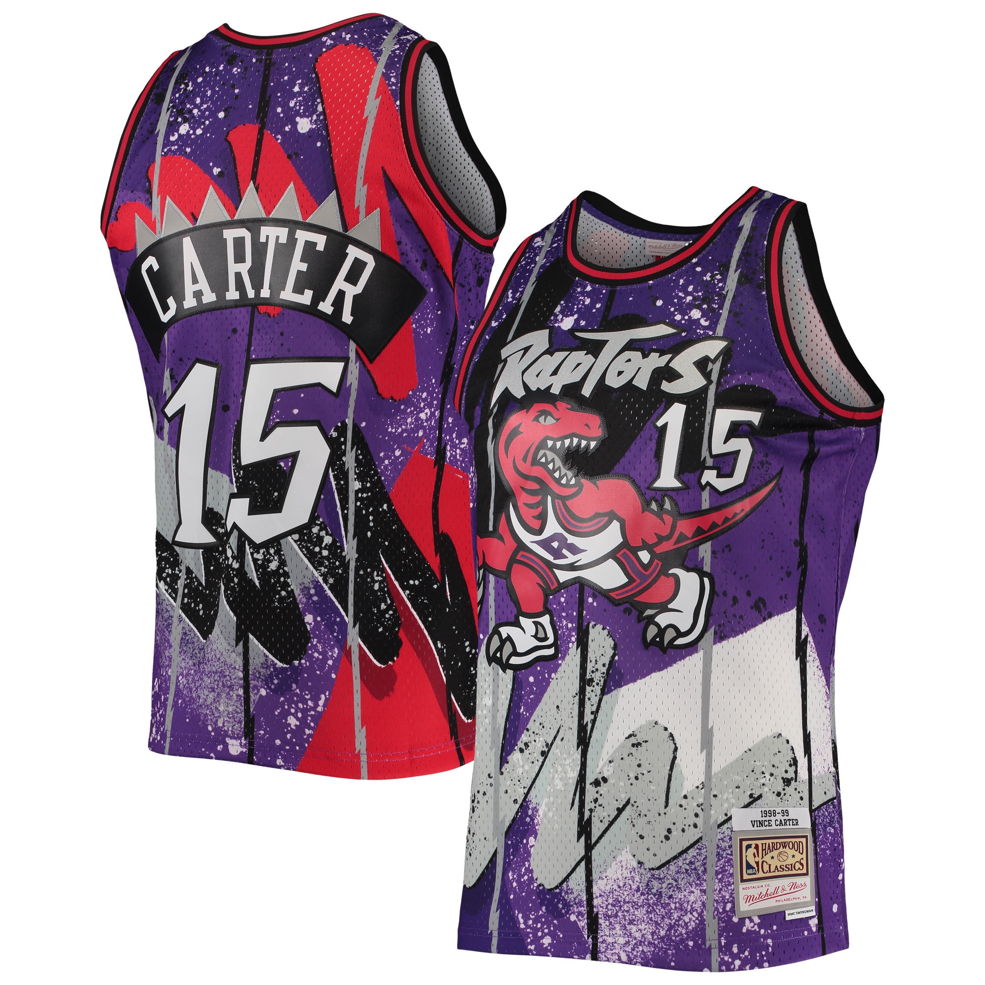 Vince Carter Toronto Raptors Mitchell & Ness Hardwood Classics 1998-99 Hyper Hoops Swingman Jersey – Purple NBA