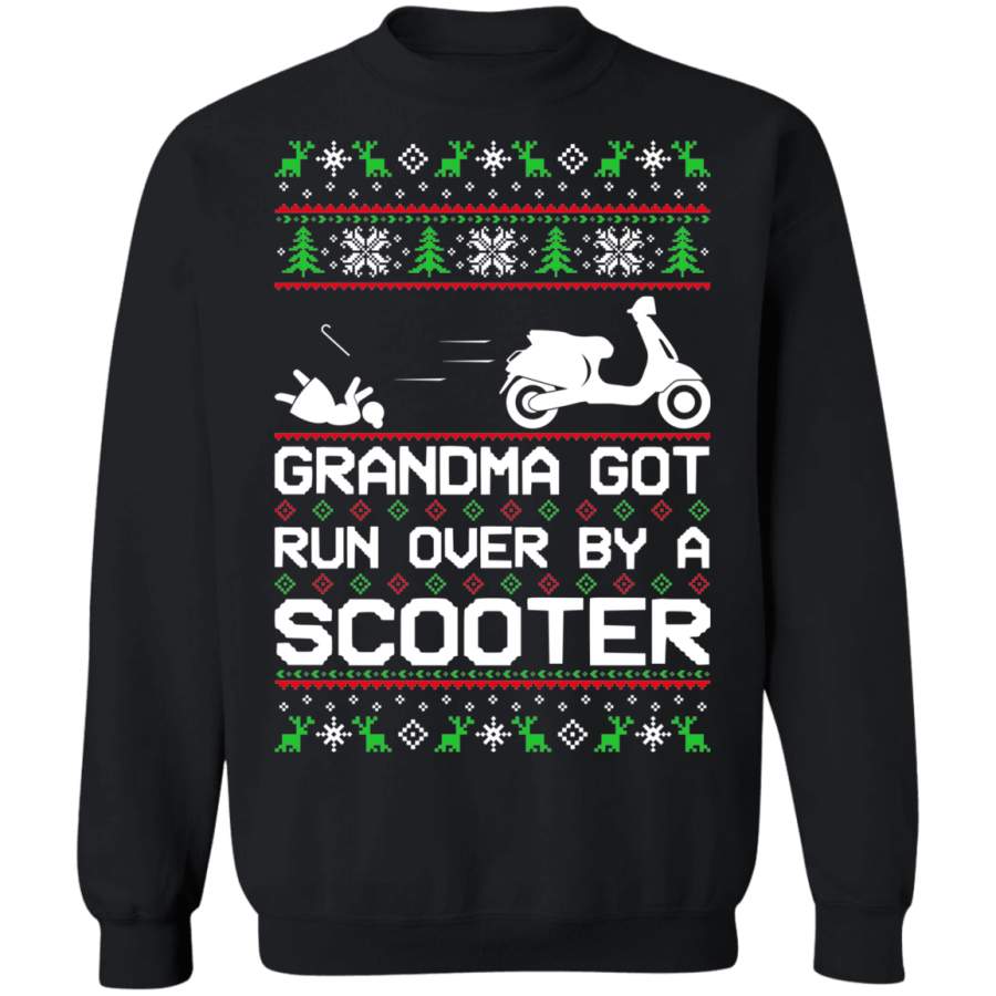 Scooter Moped Vespa Ugly Christmas Grandma Got Run Over Crewneck Sweatshirt