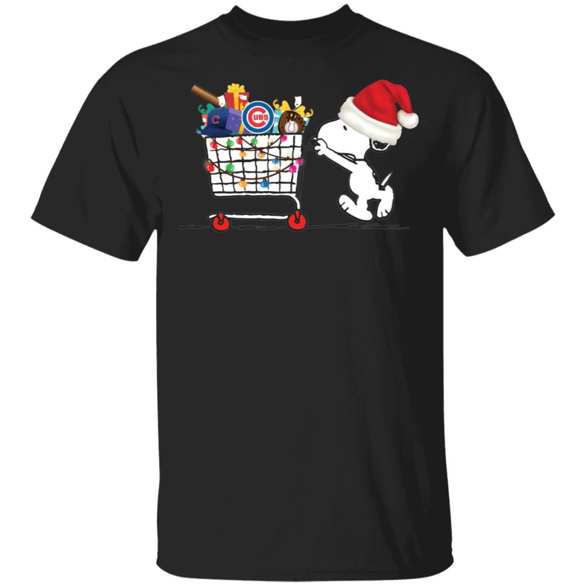 Chicago Cubs Snoopy Pushing Cart Full Of Christmas Shirt