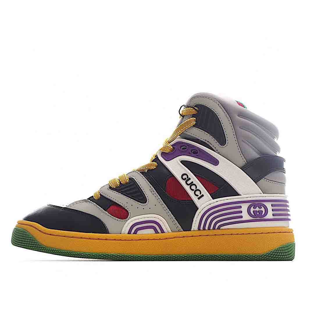 Gucci Basket Shoes Sneakers In GrayBlackPurple SNK218538125