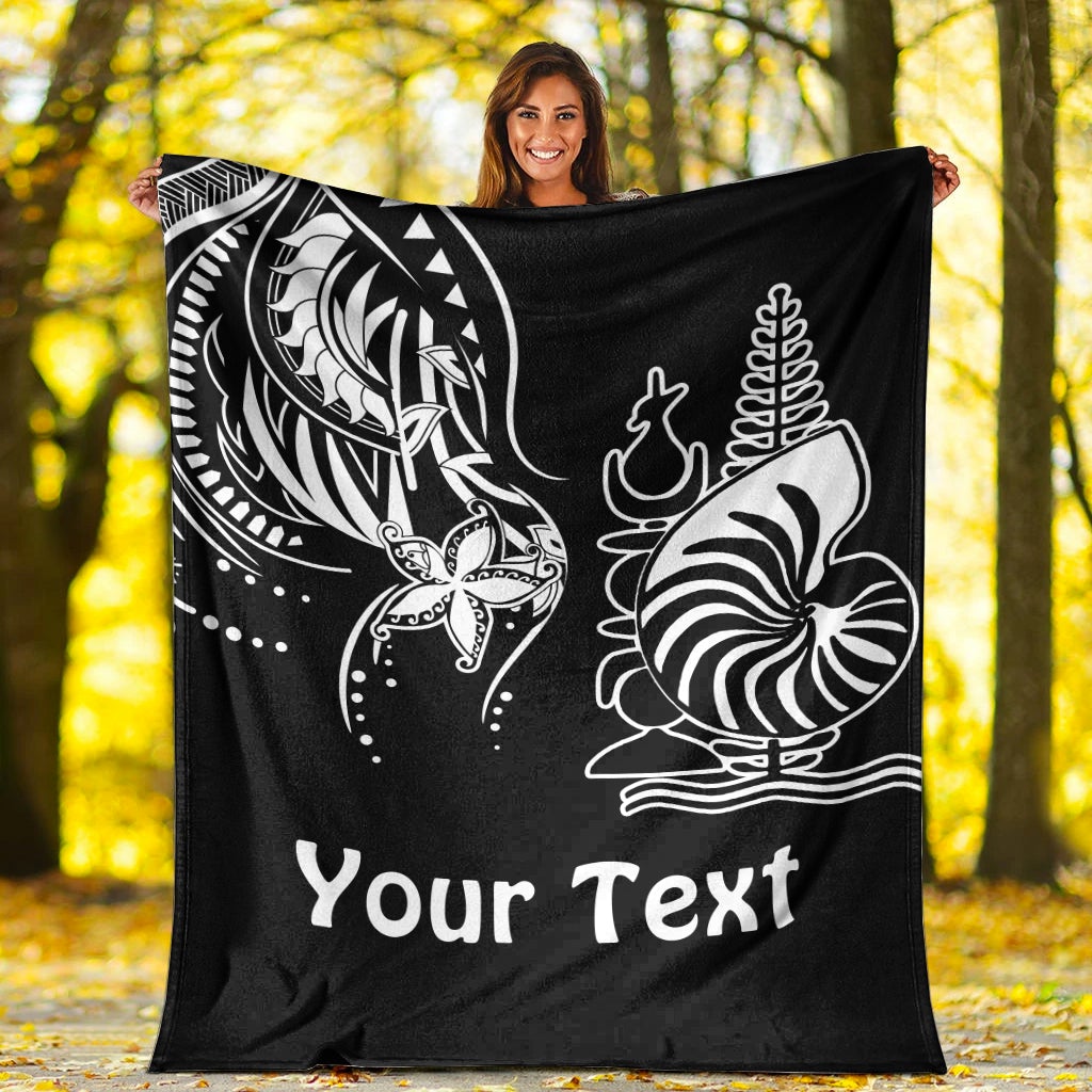 (Custom Personalised) New Caledonia Premium Blanket Emblem Nautilus Shell Version Black Lt13