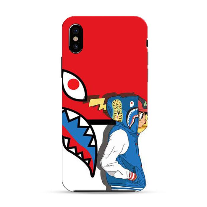 Bathing Ape Bape Shark Ash Ketchum And Pokemon Iphone X 3D Case | Black