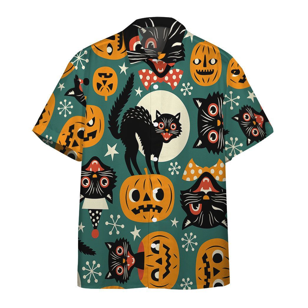 Gearhumans Halloween Black Cats Custom Hawaii Shirt Ha69563