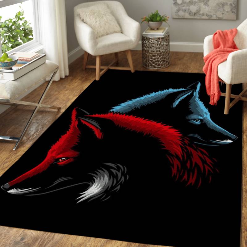 Red Blue Fox – Animals Area Rug Carpet