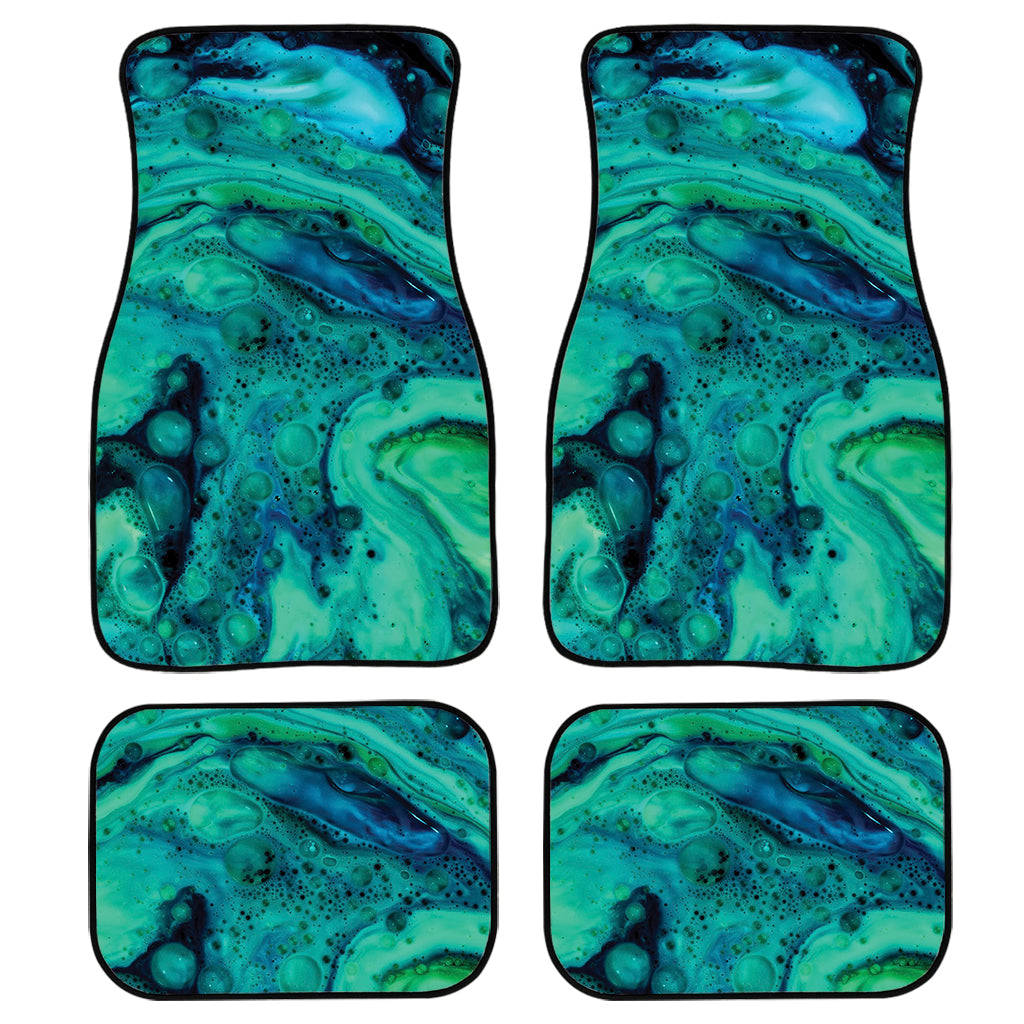 Turquoise Acid Melt Print Front And Back Car Floor Mats, Front Car Mat