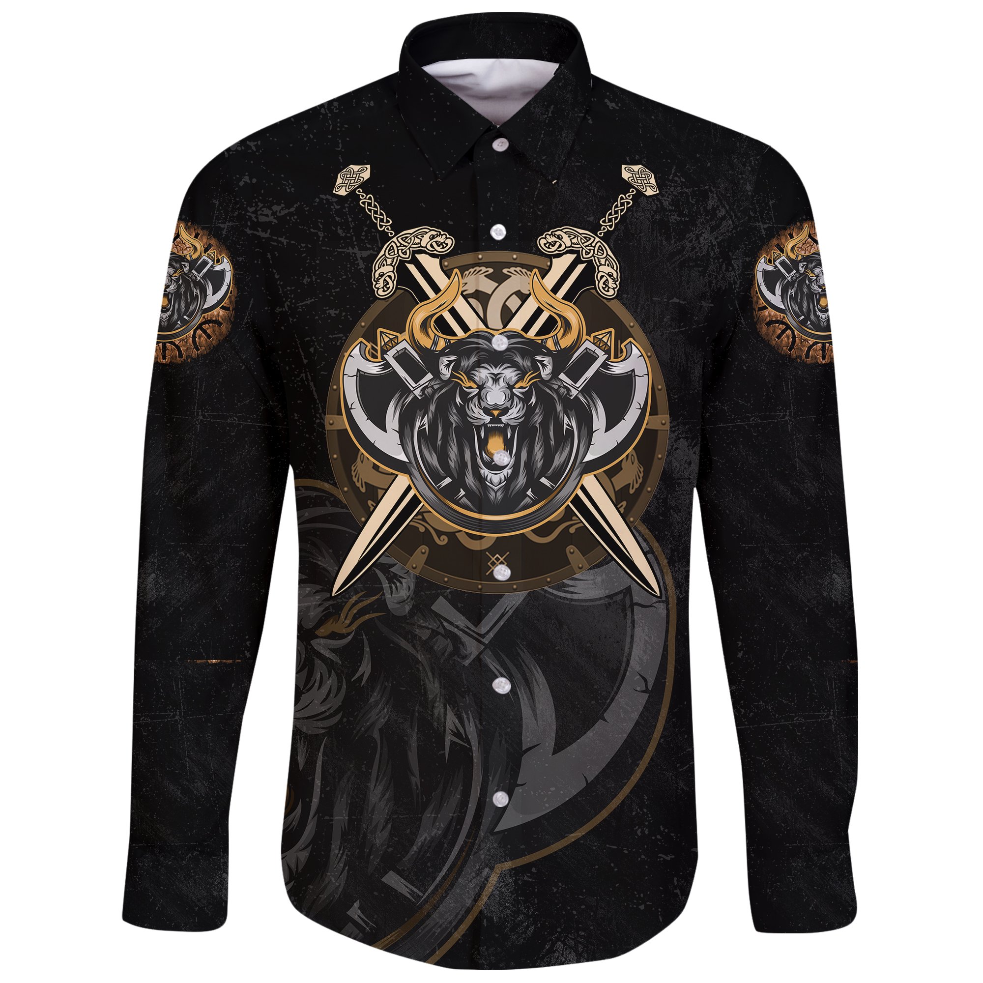 Viking Long Sleeve Button Shirt Lion A27