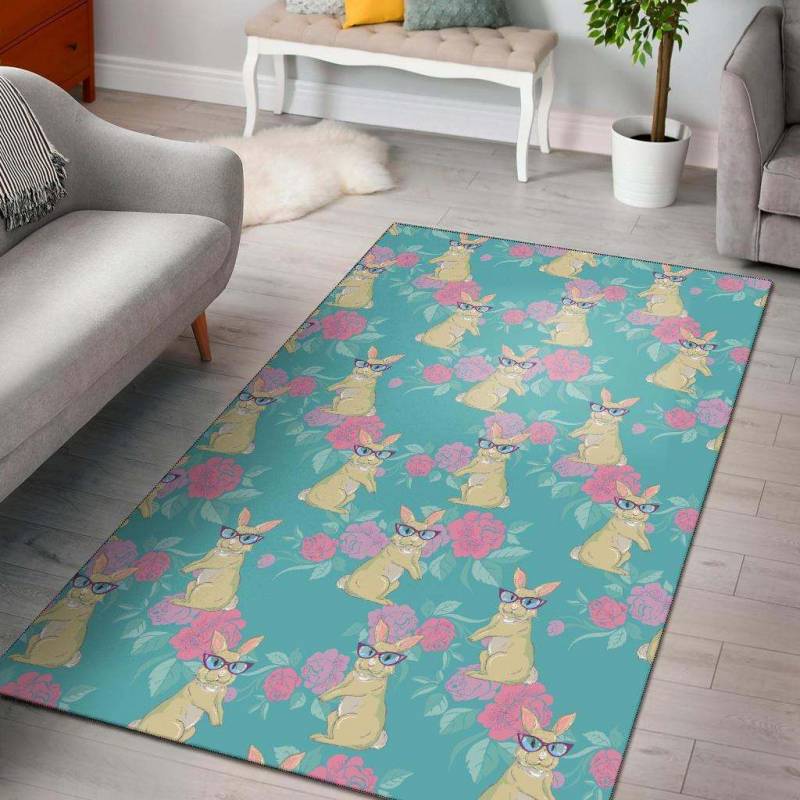 Rabbit Pattern Print Design Rug RCDD81F38384