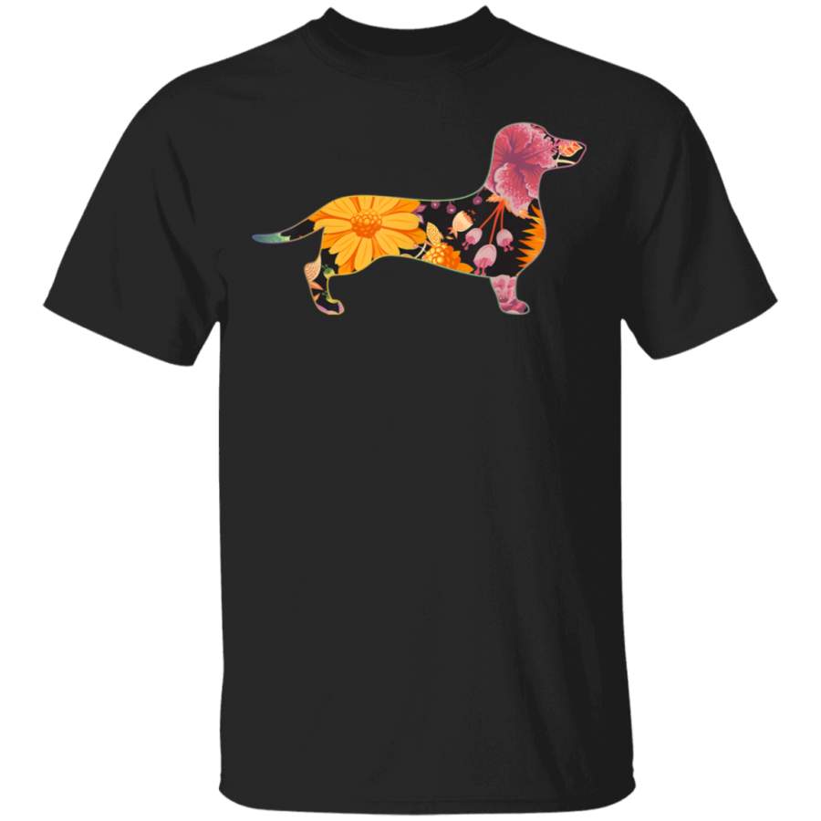 Floral Flower Vintage Retro Dachshund Lover TShirt