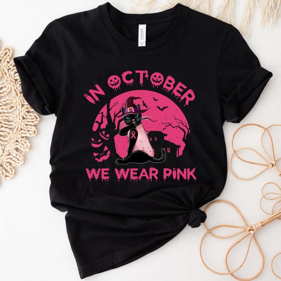 In October We Wear Pink Cat Lover Women Shirt – Trending Personalized