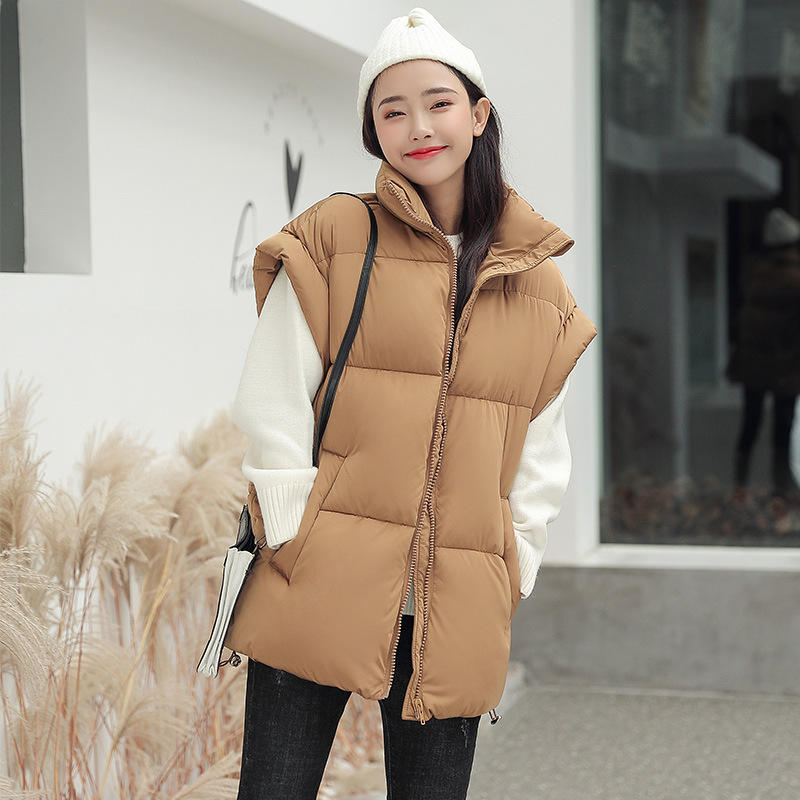 Thick Sleeveless Down Cotton Vest Mujer Chaqueta Loose Warm Ladies Vest Female Solid Fashion Vest Woman Jacket Waistcoat alx