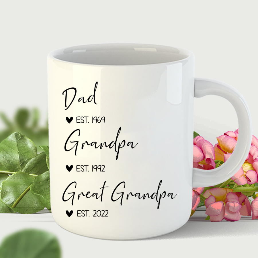 Personalized Mug Gifts For Great Grandpa – Great Grandpa Est. –  New Great Grandpa, Great Grandparents Birthday Christmas Anniversary Wedding Valentines Gift From Grandkids Grandchildrens