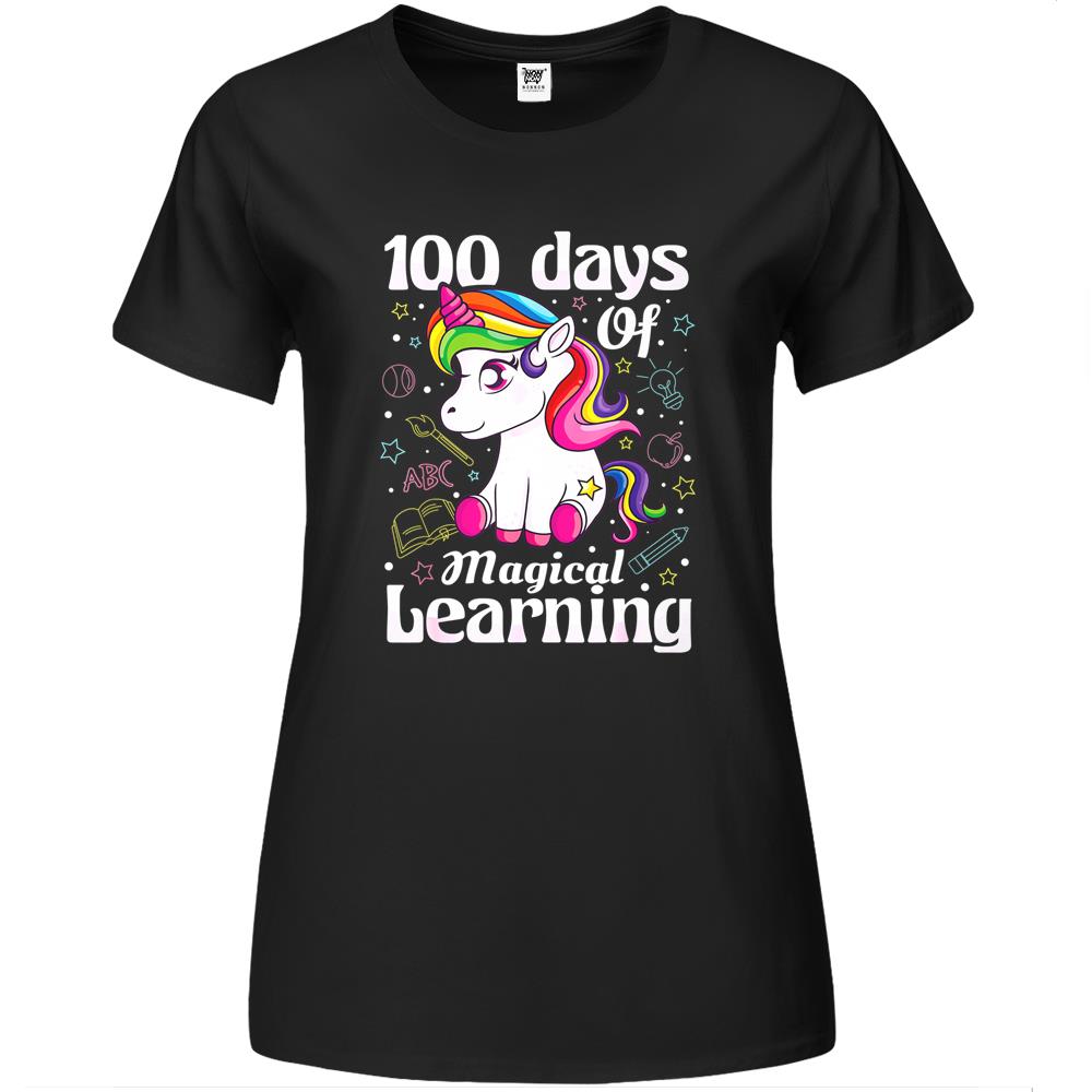 100Th Day Of School Unicorn Girls 100 Days Of School Premium Womens T Shirts