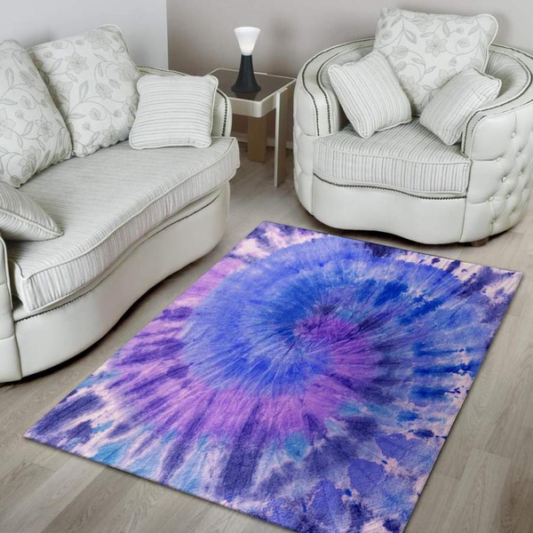 Purple And Blue Tie Dye Area Rug