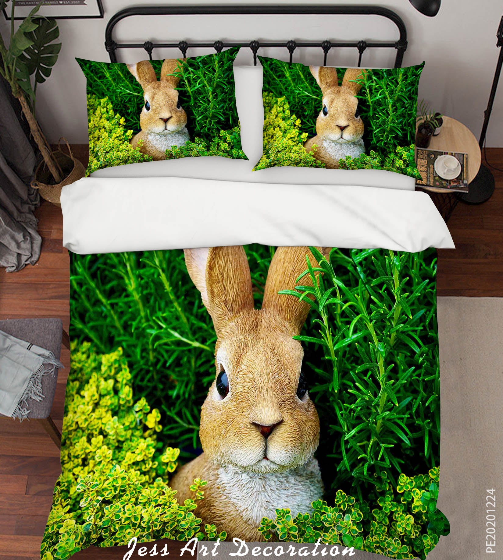 3D Green Plant Floral Bunny Quilt Cover Set Bedding Set Duvet Cover Pillowcases 137 Lqh