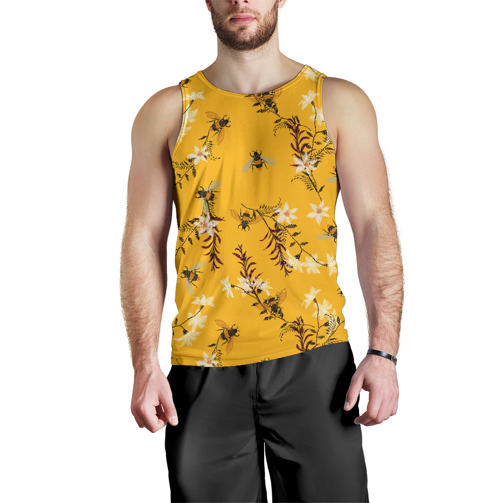 Bee Flower Pattern Men Tank Top