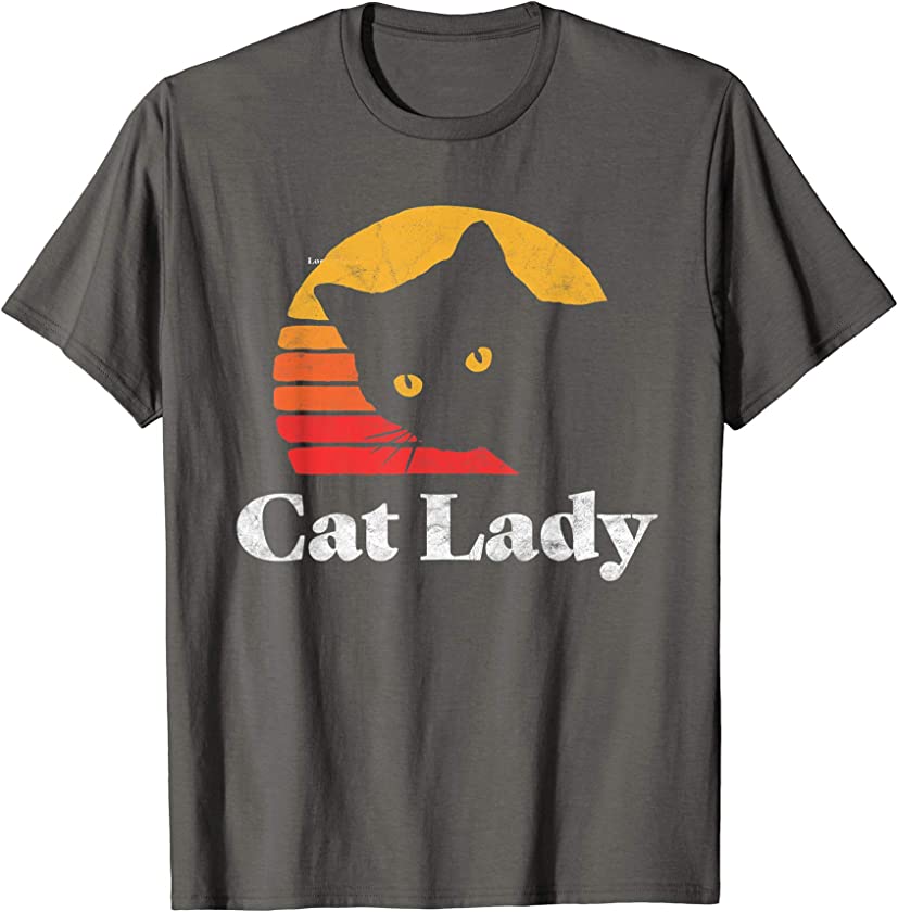 Vintage Retro Style Cat Lady 80’s T-Shirt