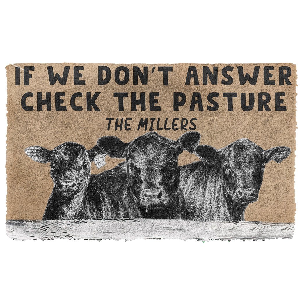 Gearhumans  Gearhuman 3D Check The Angus Cattle Pasture Custom Name Doormat