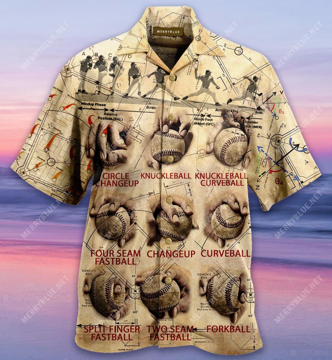 Baseball Pitching Grips Aloha Hawaiian Shirt Colorful Short Sleeve Summer Beach Casual Shirt For Men And Women