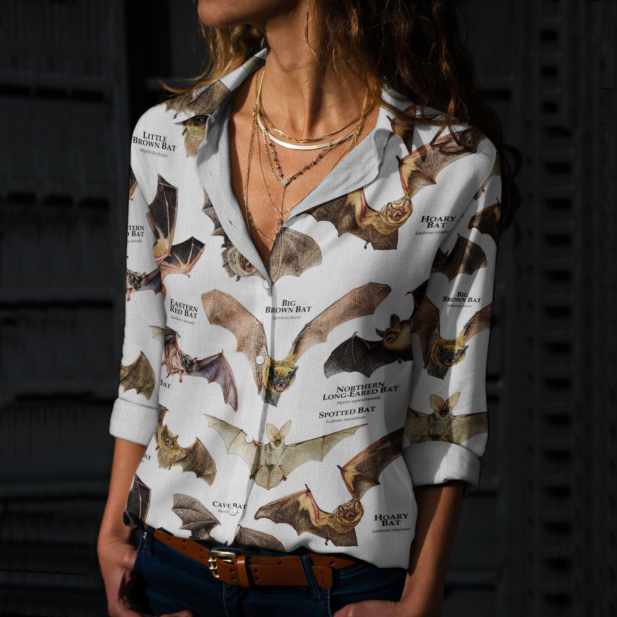 Common North American Bats – Bird Cotton And Linen Casual Shirt, Birdwatching Linen Shirt