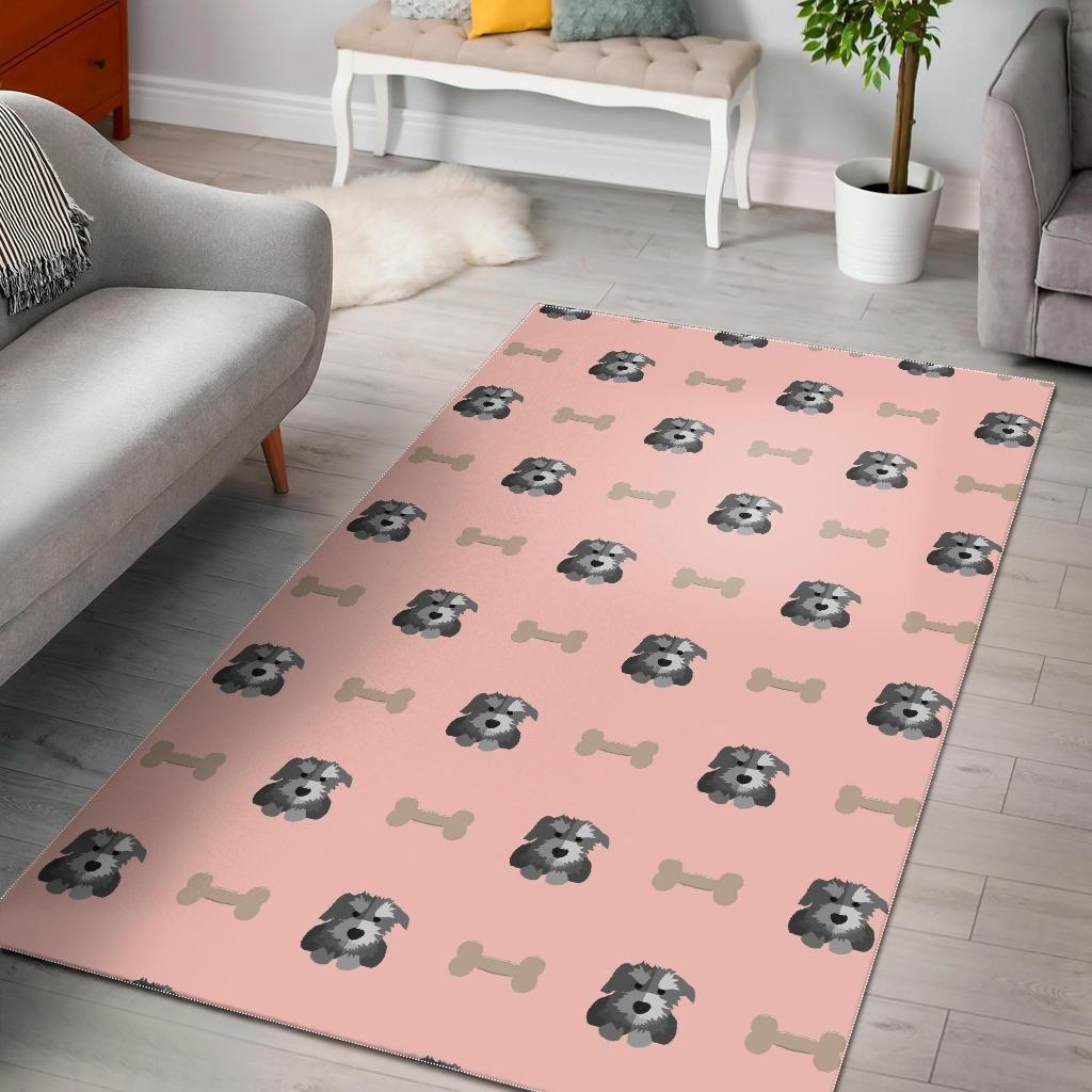 Dog Puppy Schnauzer Pattern Print Area Rug, Kitchen Runner Rugs