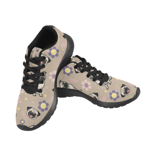 Pug Flower Black Sneakers for Men