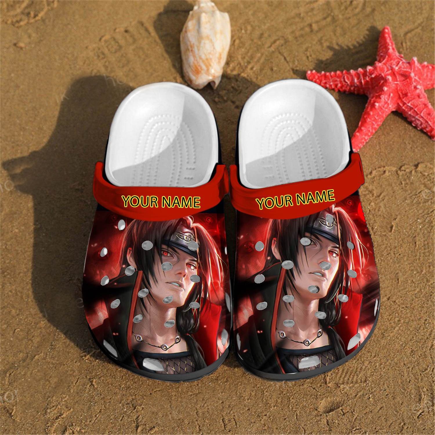 Uchiha Itachi Akatsuki Anime Rubber Crocs Crocband Clogs, Comfy Footwear