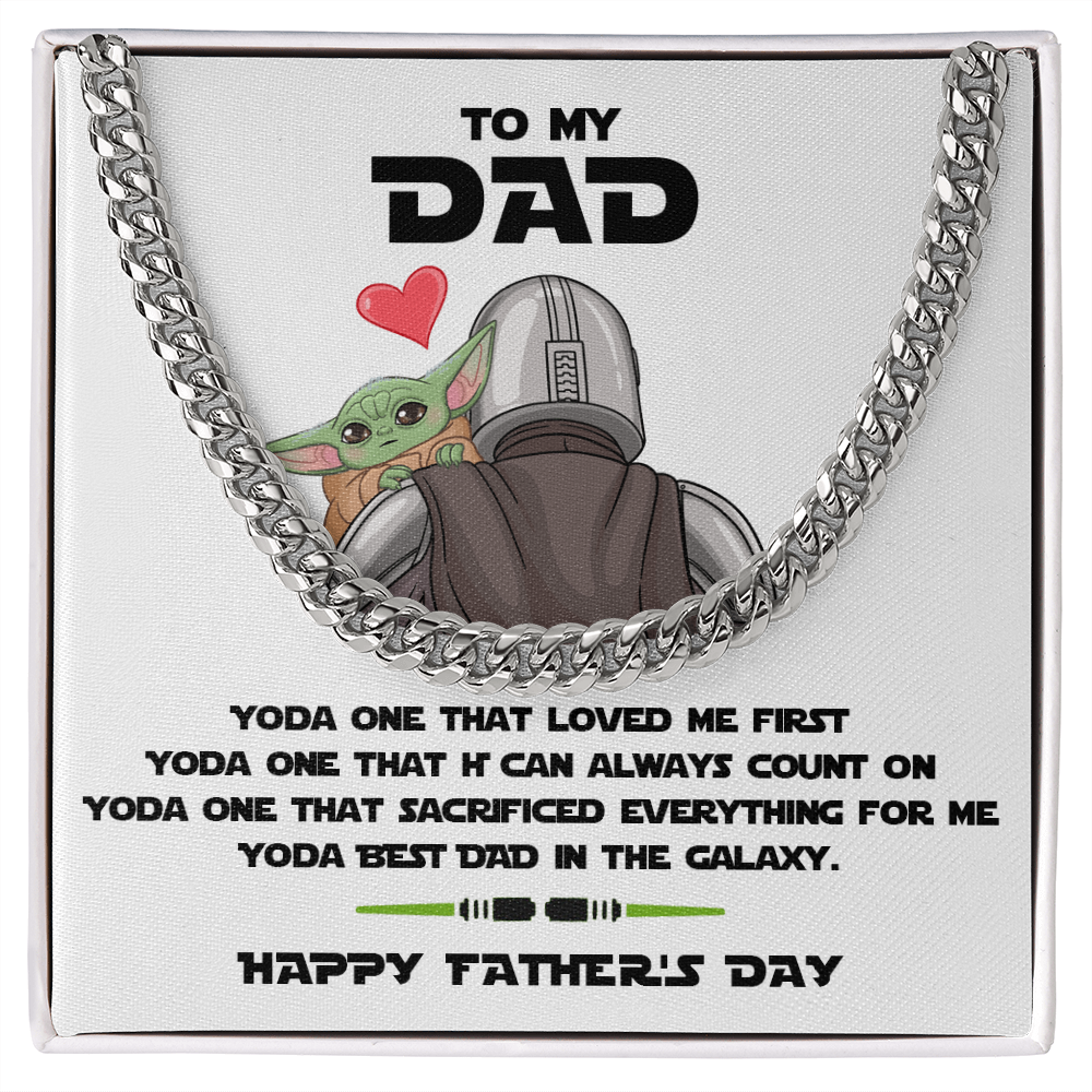 To My Dad Cuban Chain Necklace, Fathers Day Gift, Yoda Best Dad Necklace, Dad Gifts From Daughter,Son