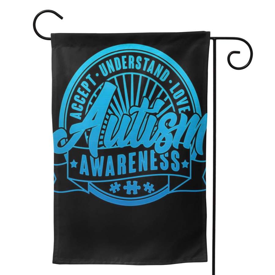 2 Pcs Garden Flag Accept Understand Love Autism Blue Imprint Horizontal Poster 12.5″x18″ -Mothers Day, Birthday Gifts for Mom, Dad, Wife, Husband, Daughters, Grandma, Friends