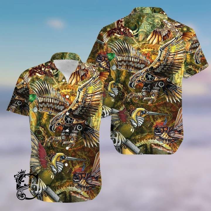 Aloha Shirts Steampunk Birds Hawaiian Shirt