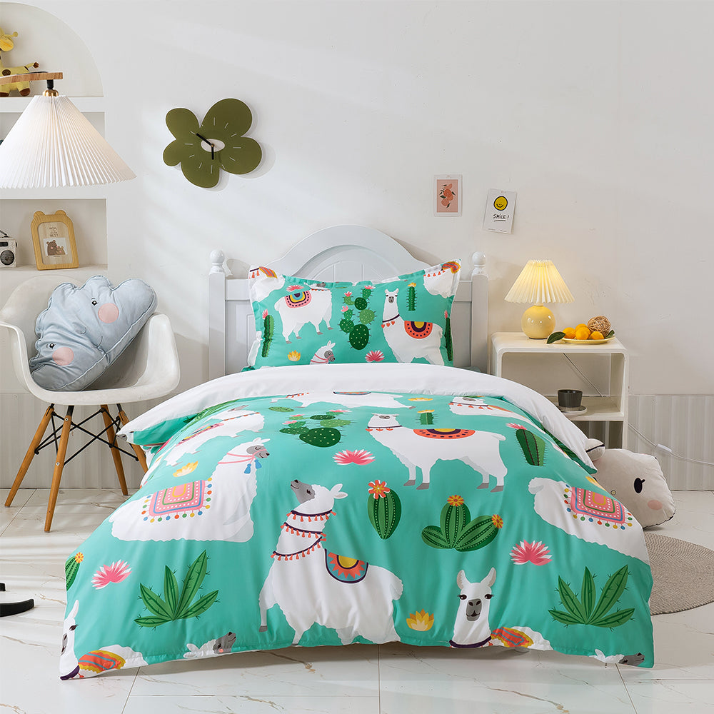 3D Cartoon Animal Alpaca Cactus Quilt Cover Set Bedding Set Duvet Cover Pillowcases 253