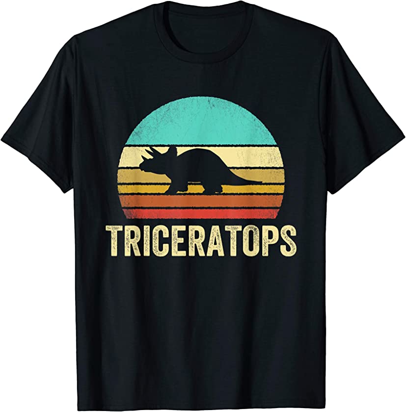 Vintage Triceratops Shirt Sunset Dinosaur